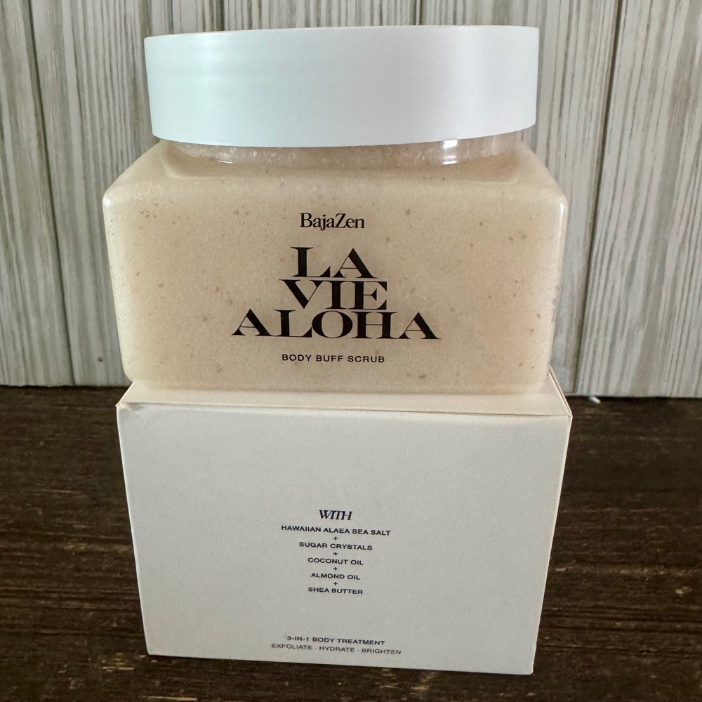 BajaZen La Vie Aloha Body Buff Scrub 16oz Hawaiian Alaea Sea Salt Oahu Orchid - Picture 4 of 6